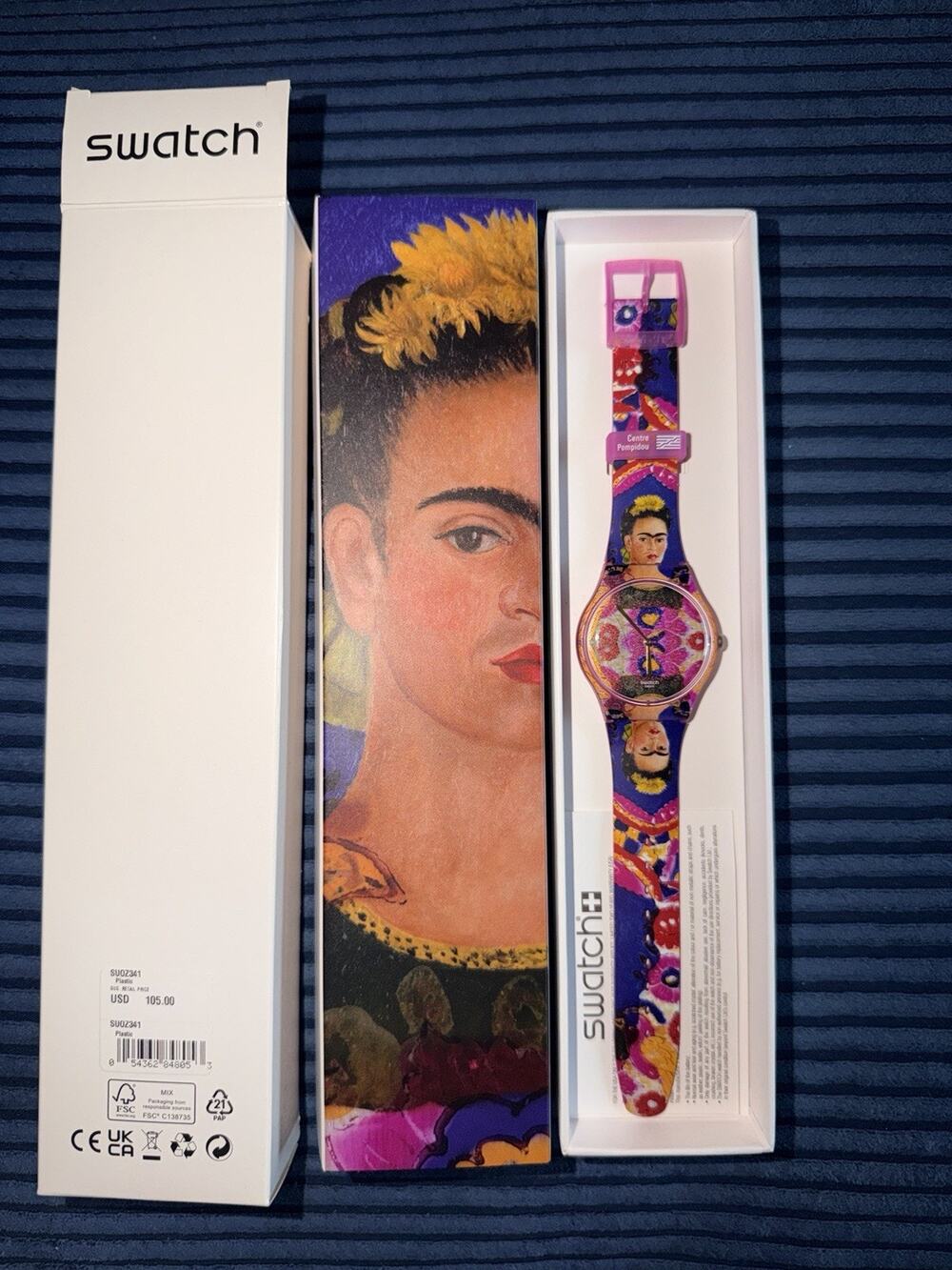 RARE RETIRED Swatch X Centre Pompidou The Frame By Frida Kahlo Watch